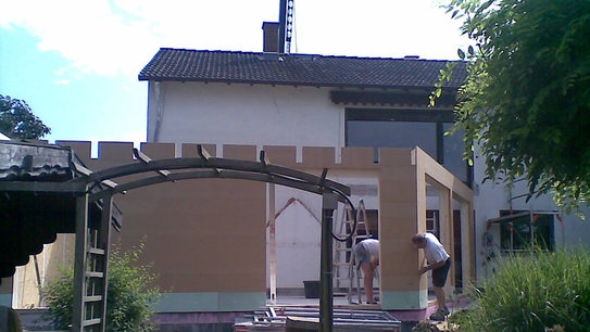 Modernisierung Haus D Anbau als Rahmenkonstruktion
