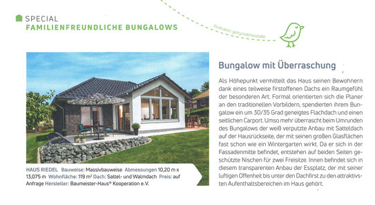 Screenshot von Haus Riedel im Artikel Bungalow mit Überraschung. in der Zeitschrift Unser Haus, 04-05/2022